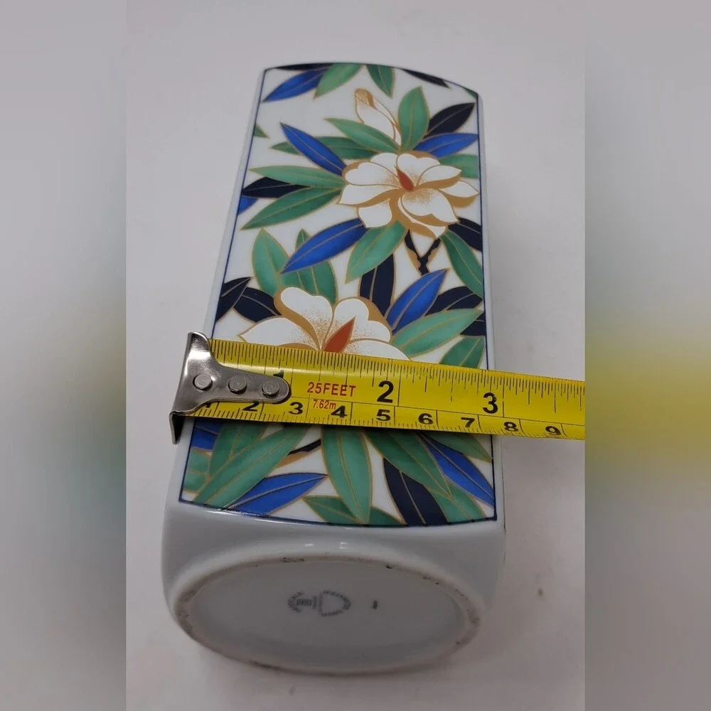 Vintage Takahashi Tropicale Vase Hand Decorated Parrots & Floral Japan 7